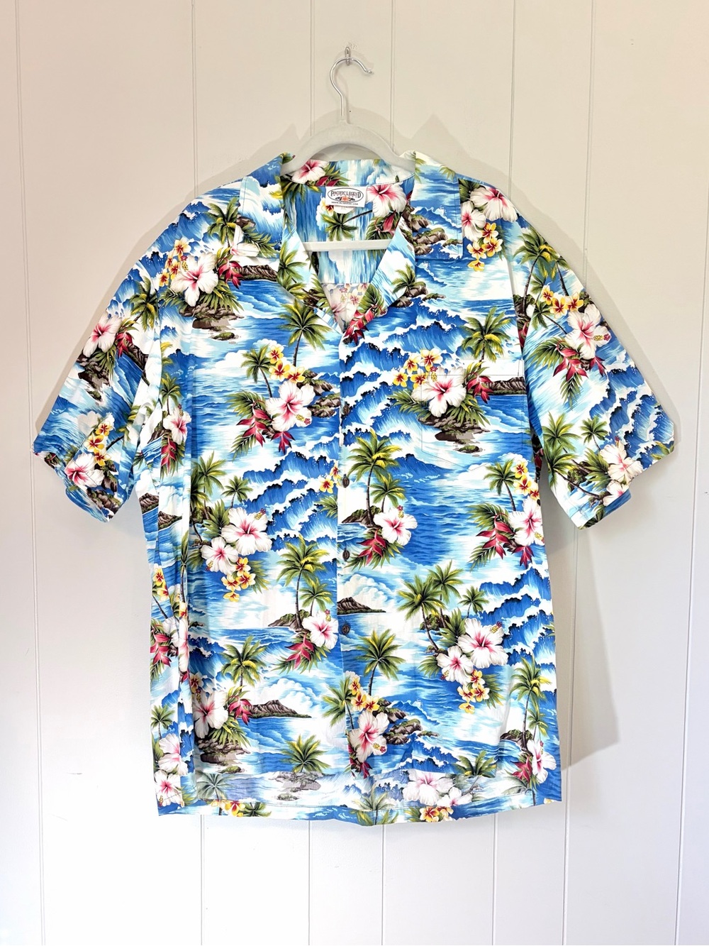 Pacific Legend Apparel Vintage Blue Hawaiian Floral Button Down Shirt 2XL